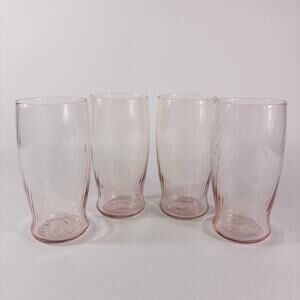 4 Wheaton Symphony Beverage Tumblers Tea Rose Pink 6" Vintage Glasses